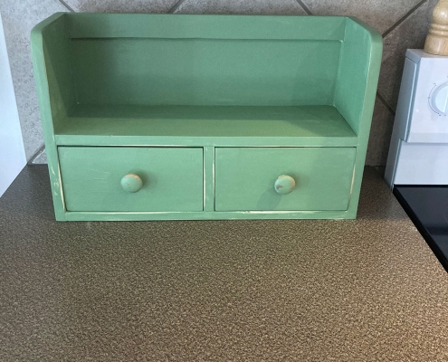 Countertop recipe book shelves with drawers