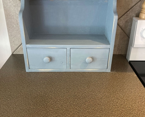 Countertop recipe book shelves with drawers